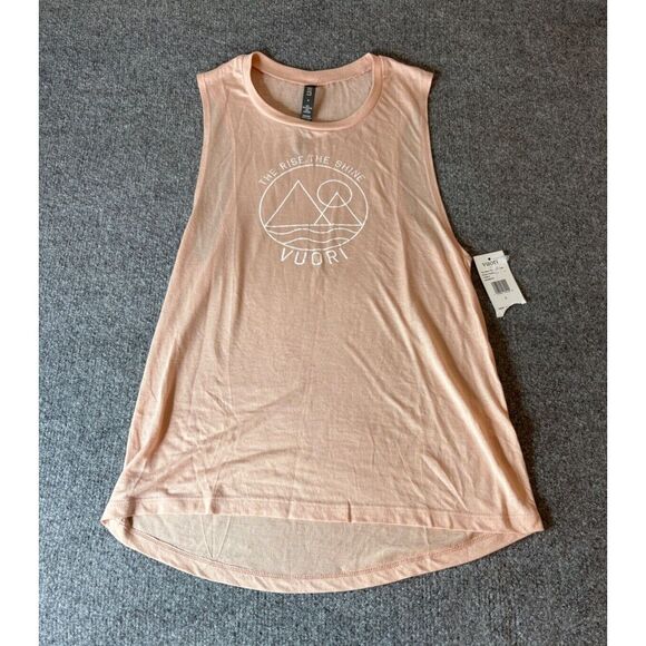 Vuori Tank Top Womens Small Pink The Rise The Shine Tank Peach Heather Yoga Run - Picture 1 of 8